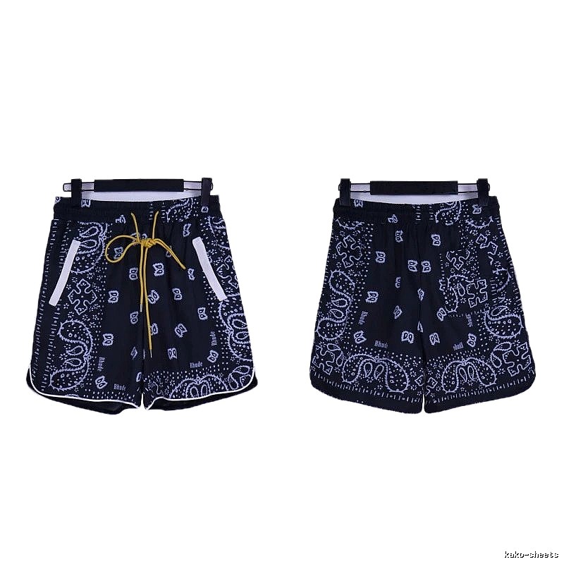 RHUDE retro-style black shorts