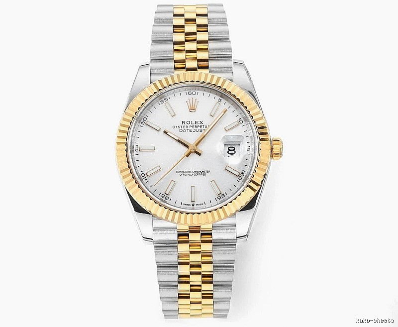 Rolex Two-Tone Datejust Watch - White Baton Dial Travel Edit