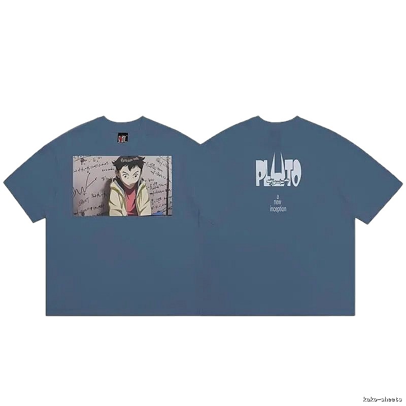 SAINT PLUTO Anime Trendy Style Blue-grey T-shirt