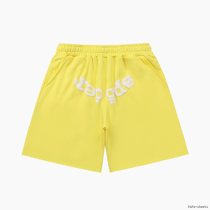 Sp5der casual style yellow shorts