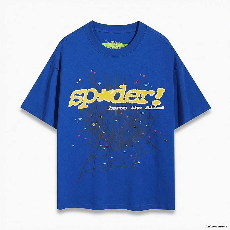 Sp5der Print Trendy Blue T-shirt