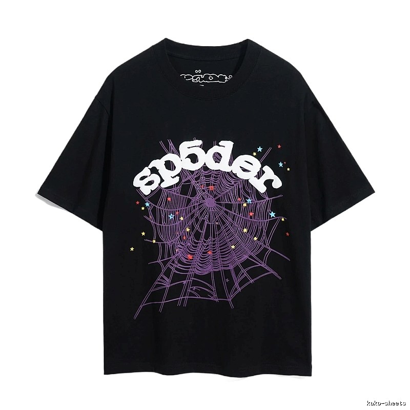 Sp5der Spider Web Print Black Trendy T-shirt