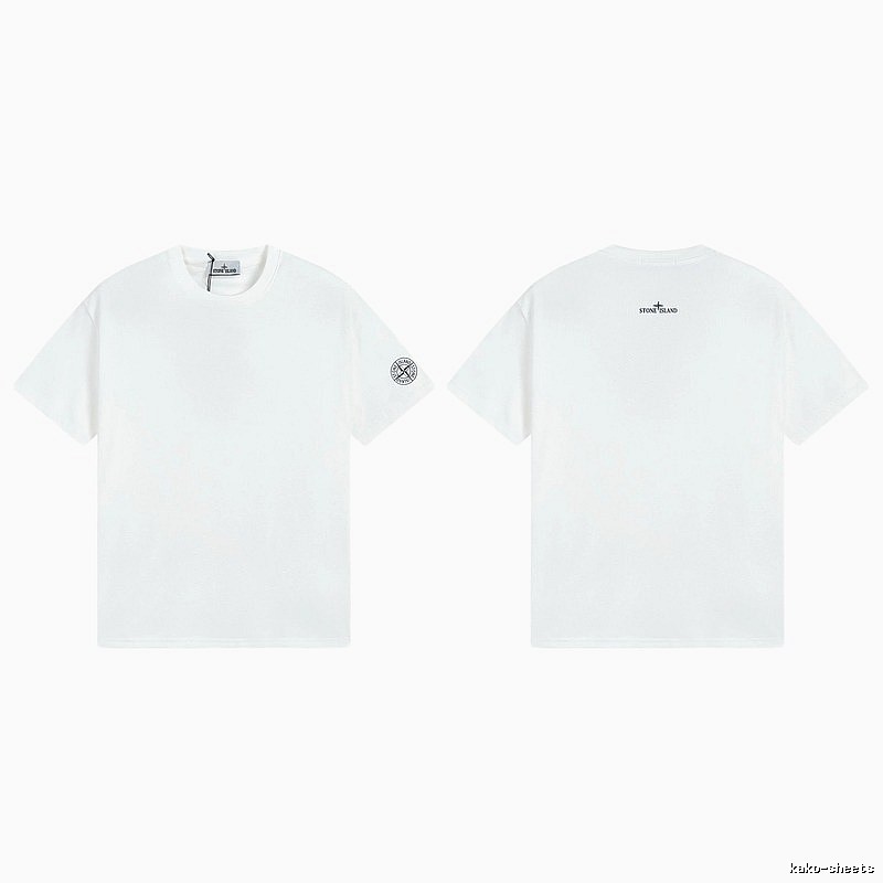 Stone Island Badge Minimalist Style White Short-sleeve T-shirt