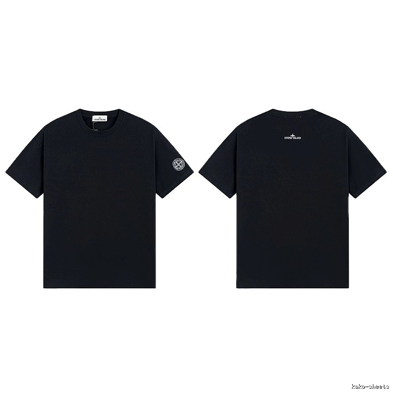 Stone Island Badge Techwear Style Black Short Sleeve T-Shirt