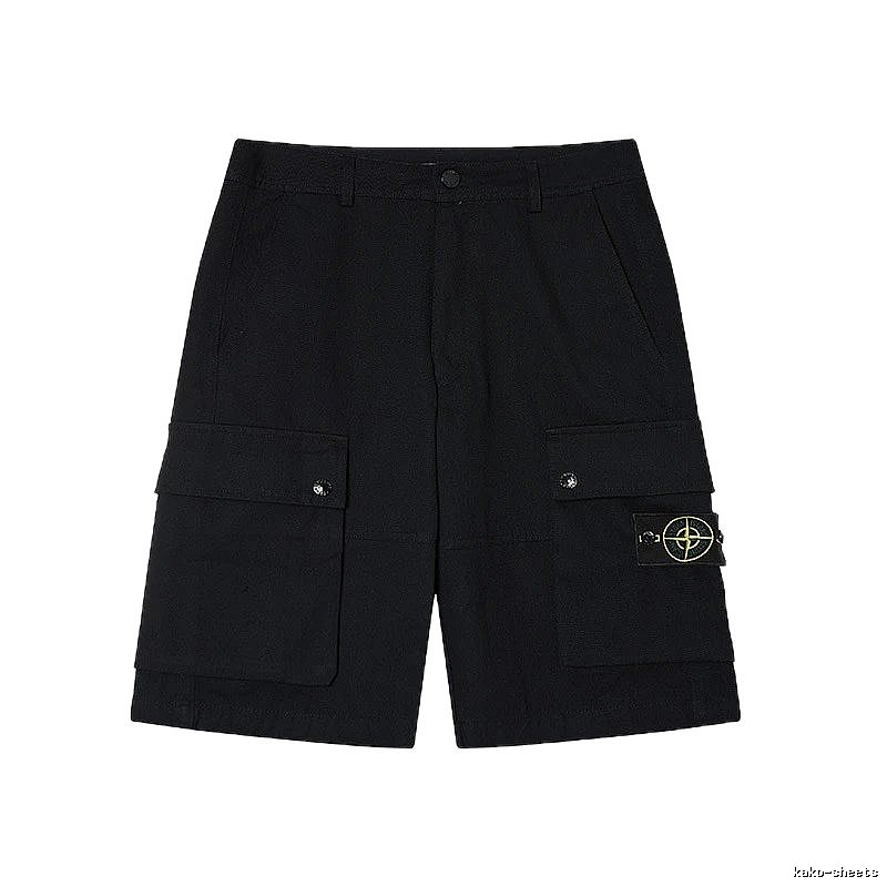 Stone Island Classic Compass Workwear Style Black Shorts