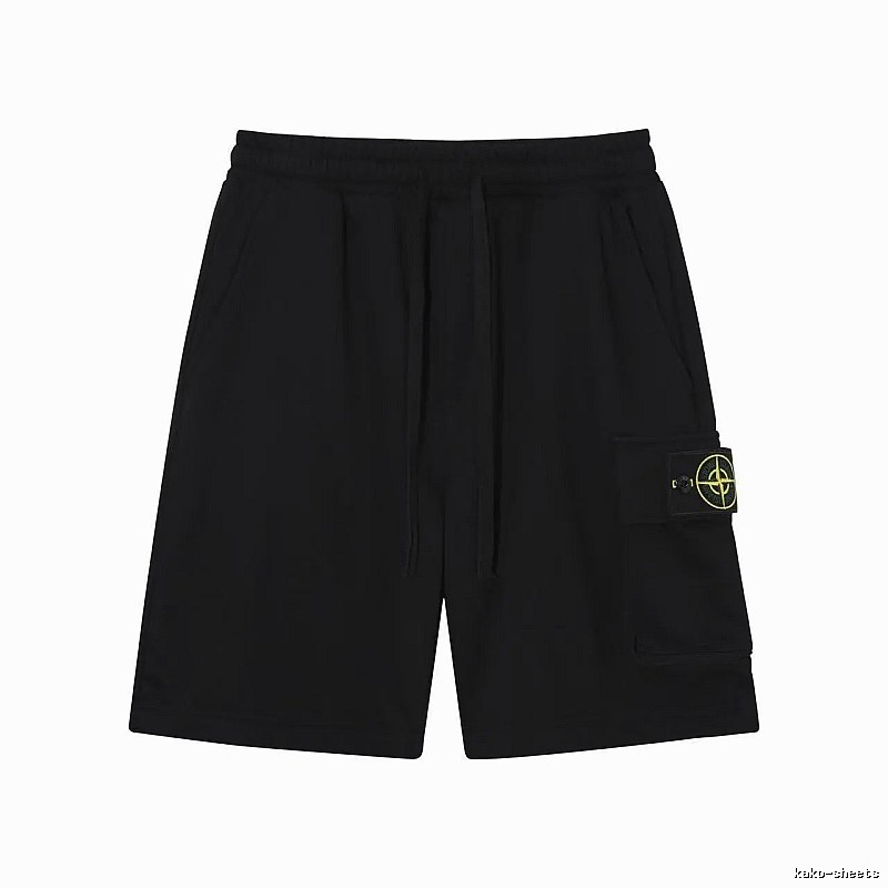 Stone Island Compass Logo Workwear Style Black Shorts