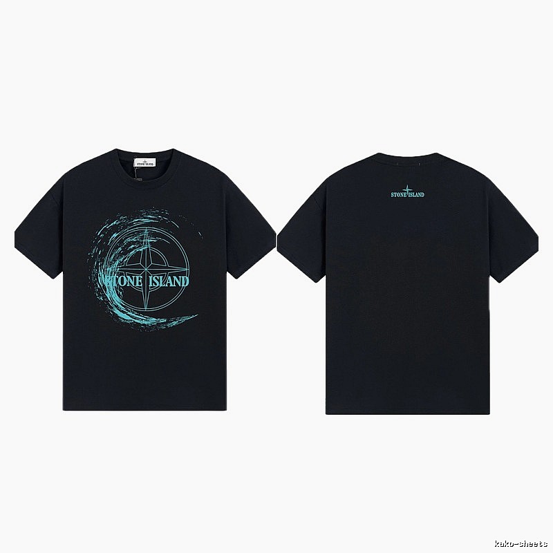 Stone Island Compass Print Street Style Black T-Shirt