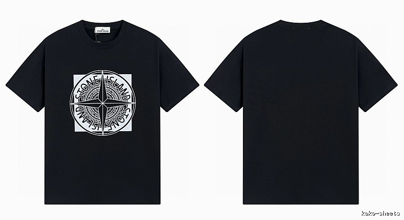 Stone Island Compass Print Street Style Black T-Shirt