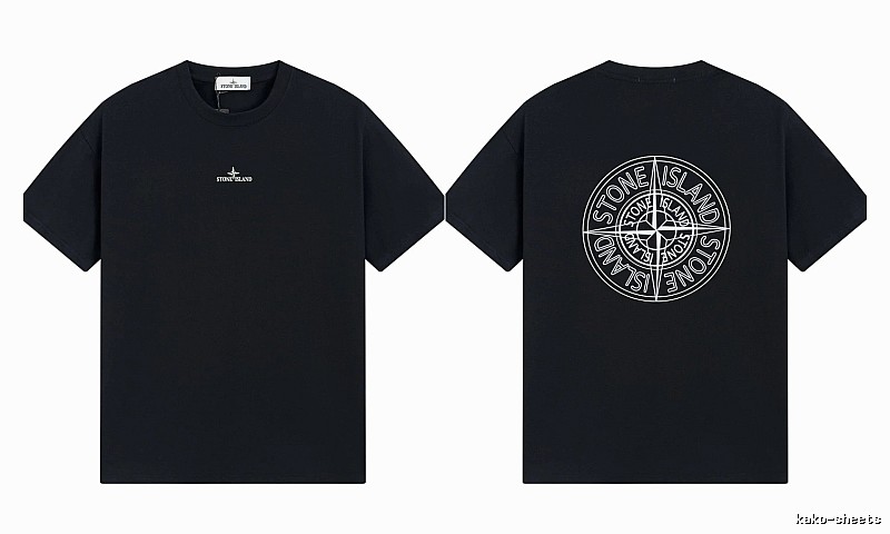 Stone Island Compass Print Trendy Cool Black T-Shirt