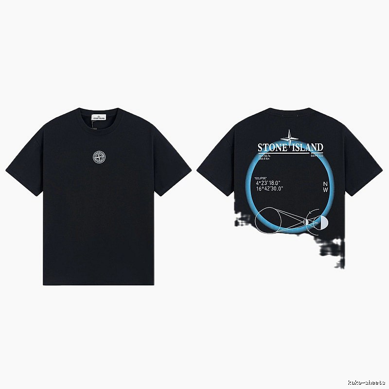 Stone Island Eclipse Collection Techwear Style Black Short-sleeve T-shirt