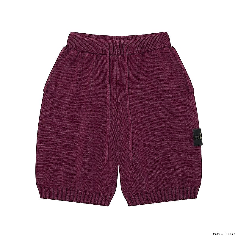 Stone Island Knit Casual Style Burgundy Shorts