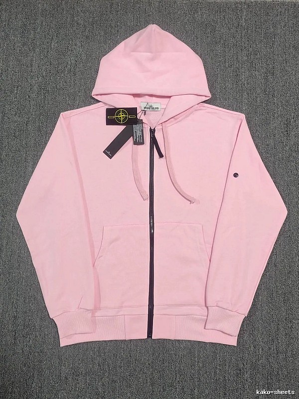 Stone Island Pink Zip Hoodie Casual Layering