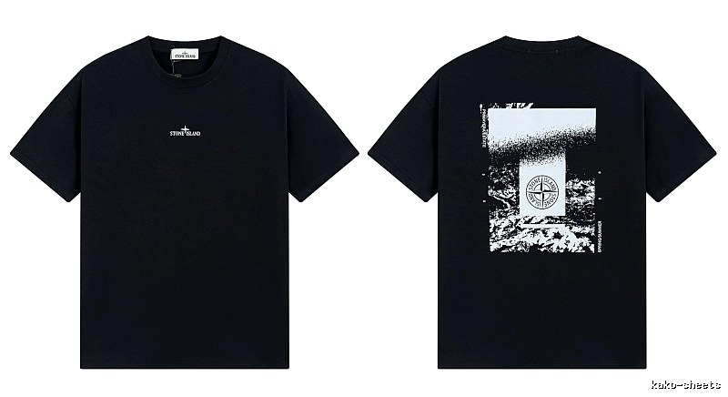 Stone Island Printed Functional Style Black Short Sleeve T-Shirt