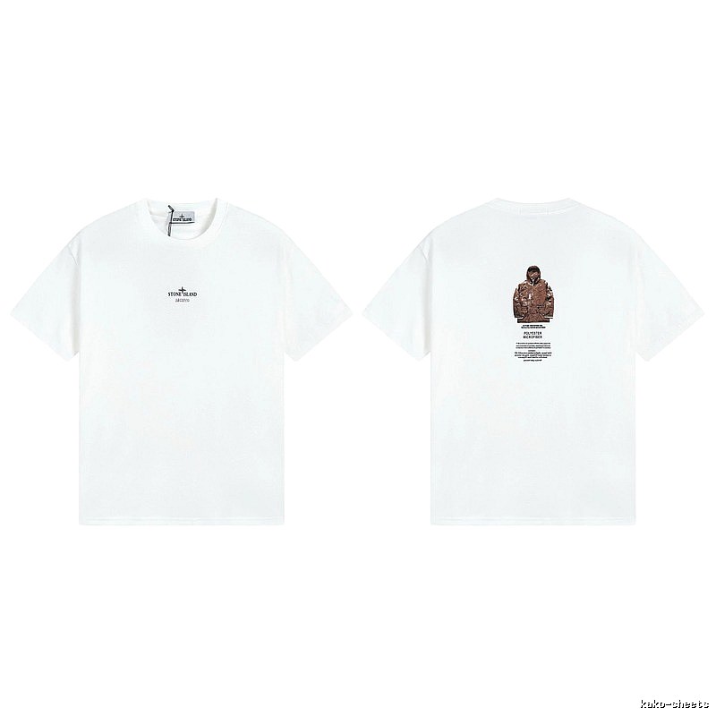 Stone Island Printed Functional Style White Short Sleeve T-shirt