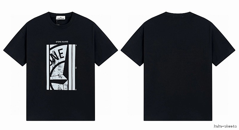 Stone Island Printed Street Style Black T-shirt