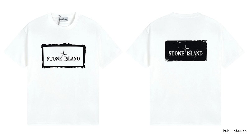 Stone Island Printed Street Style White Short Sleeve T-Shirt