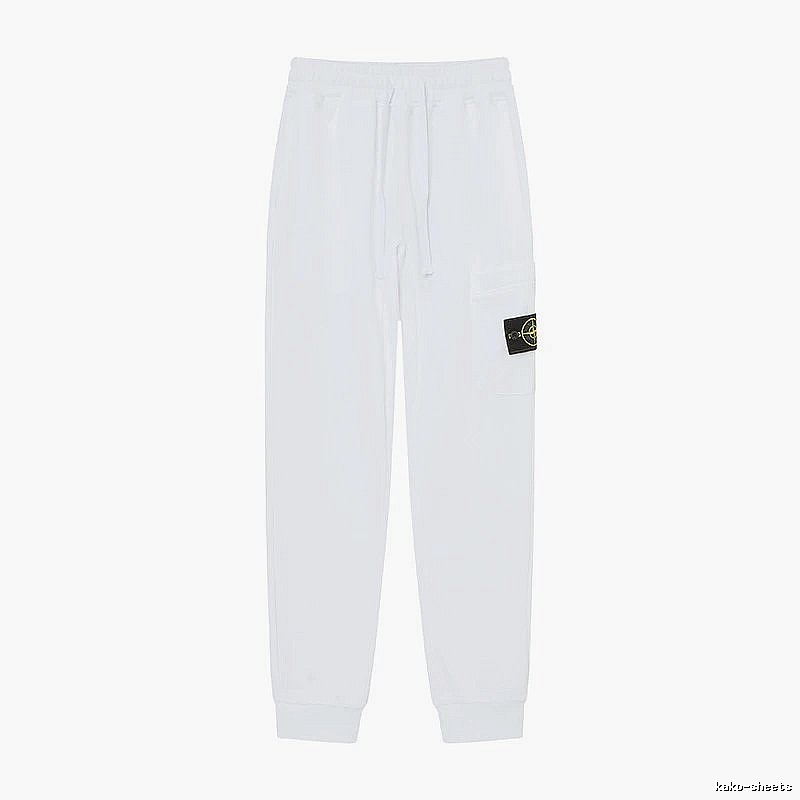 StoneIsland Badge Workwear Style White Sweatpants
