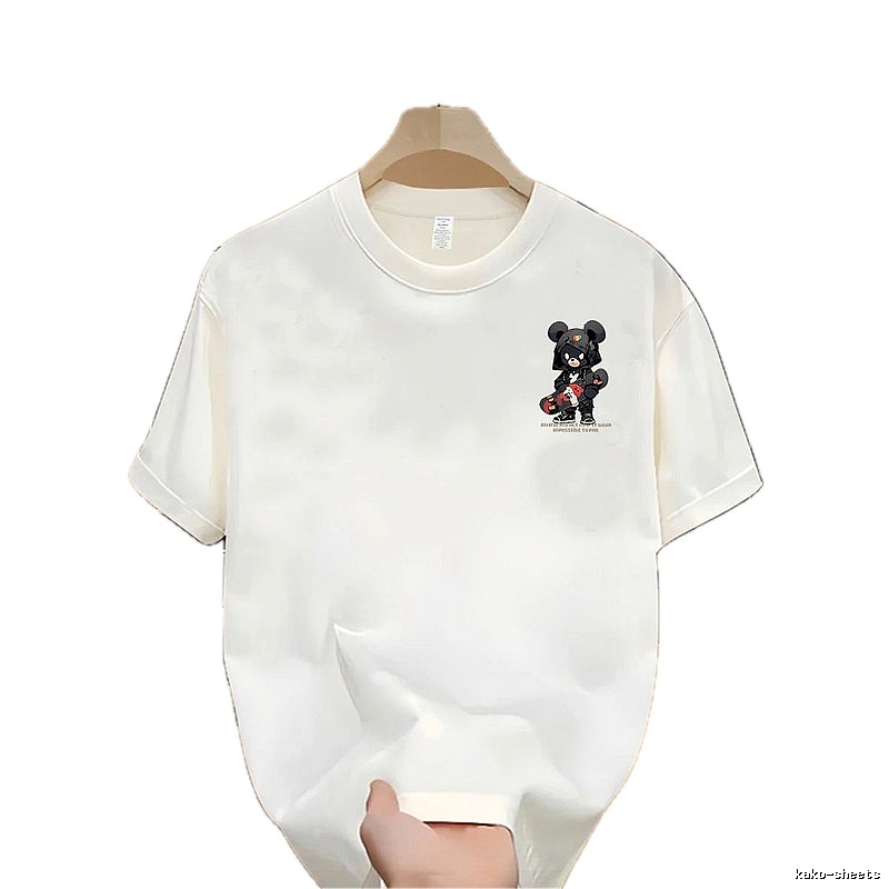 Streetwear Brand Skate Bear Street-style Off-white Short Sleeve T-Shirt