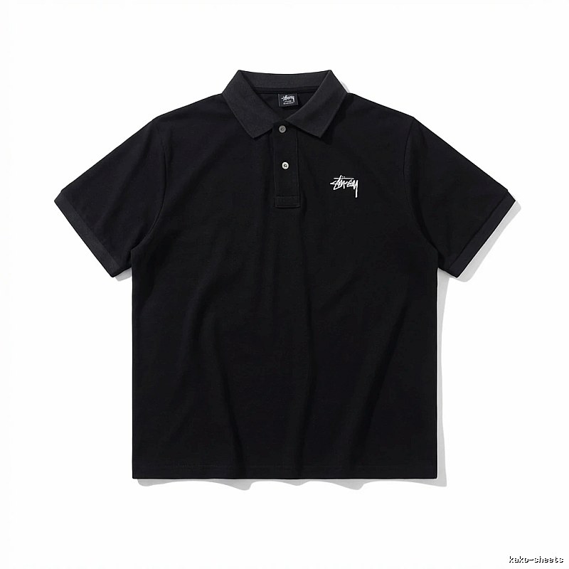 Stussy basic simple style black Polo shirt
