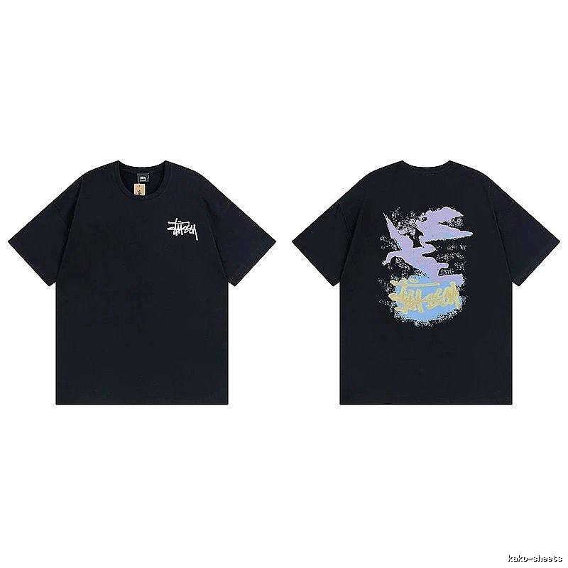 Stussy Black Spider Graphic T-Shirt Training Look Logo