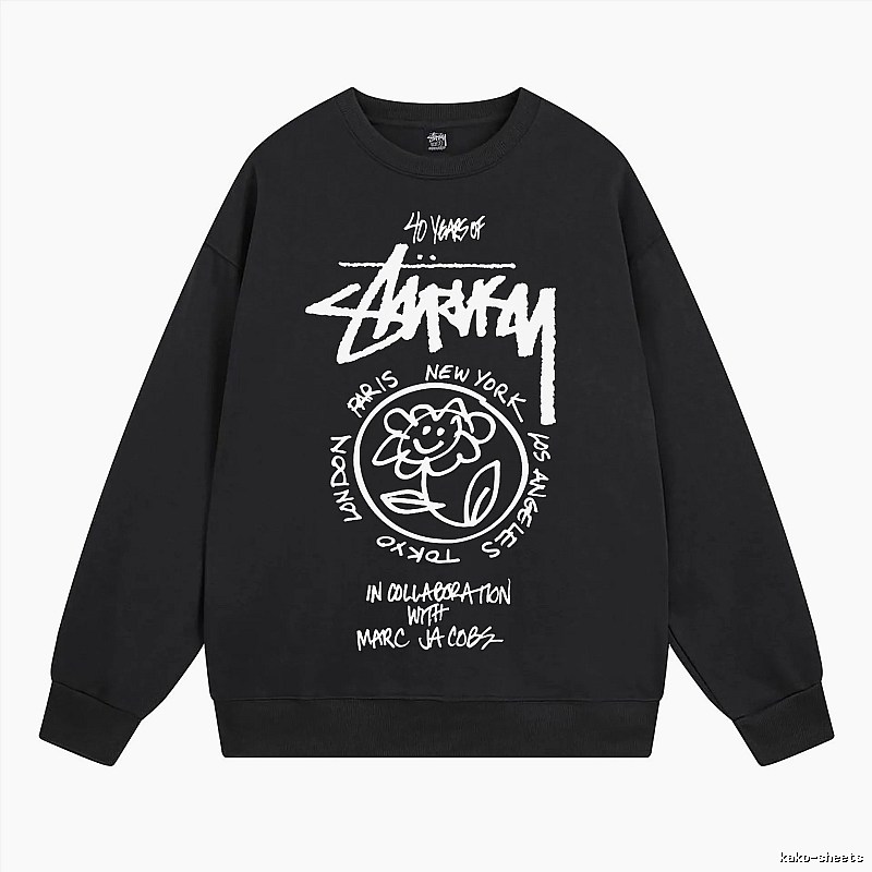 Stussy Black Style 539 Graphic SweatShirt Campus Look
