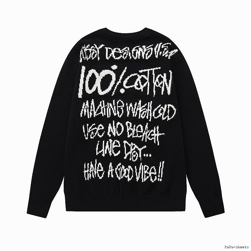 Stussy Black Swirl Graphic SweatShirt Relaxed Styling