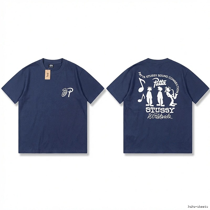 Stussy Co-branded Hip-hop Style Navy Blue T-shirt