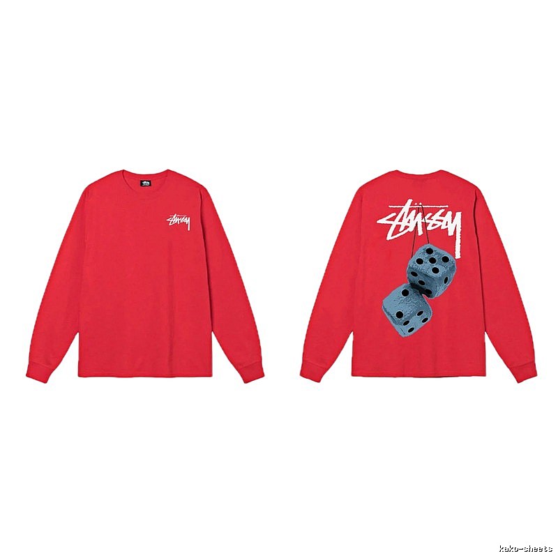 Stussy dice pattern red long-sleeved shirt