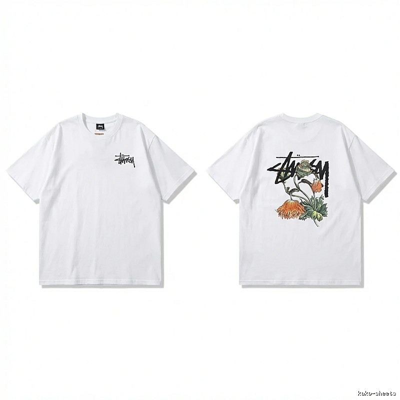 Stussy Floral Print White T-shirt