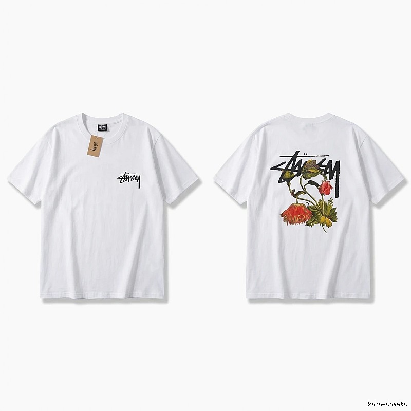 Stussy Floral Print White T-Shirt