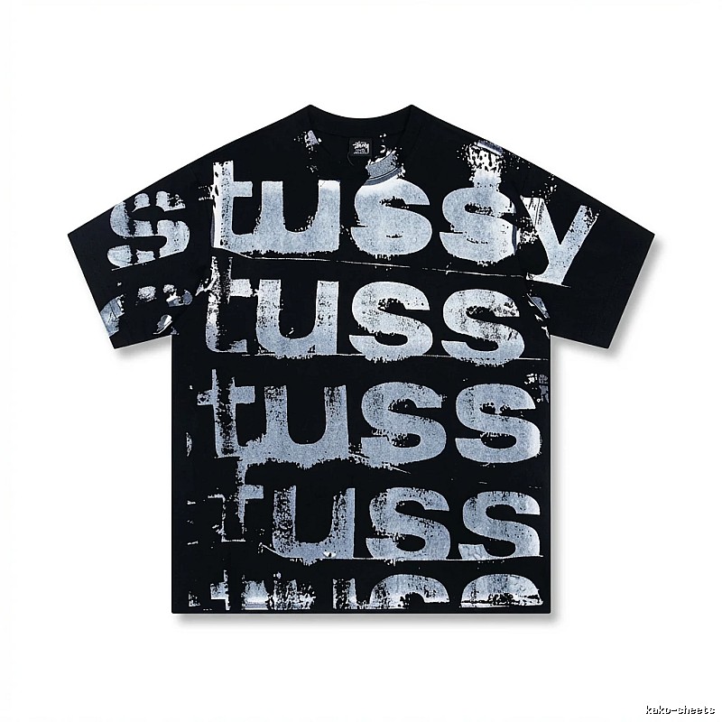 Stussy graffiti-style black T-shirt with letters