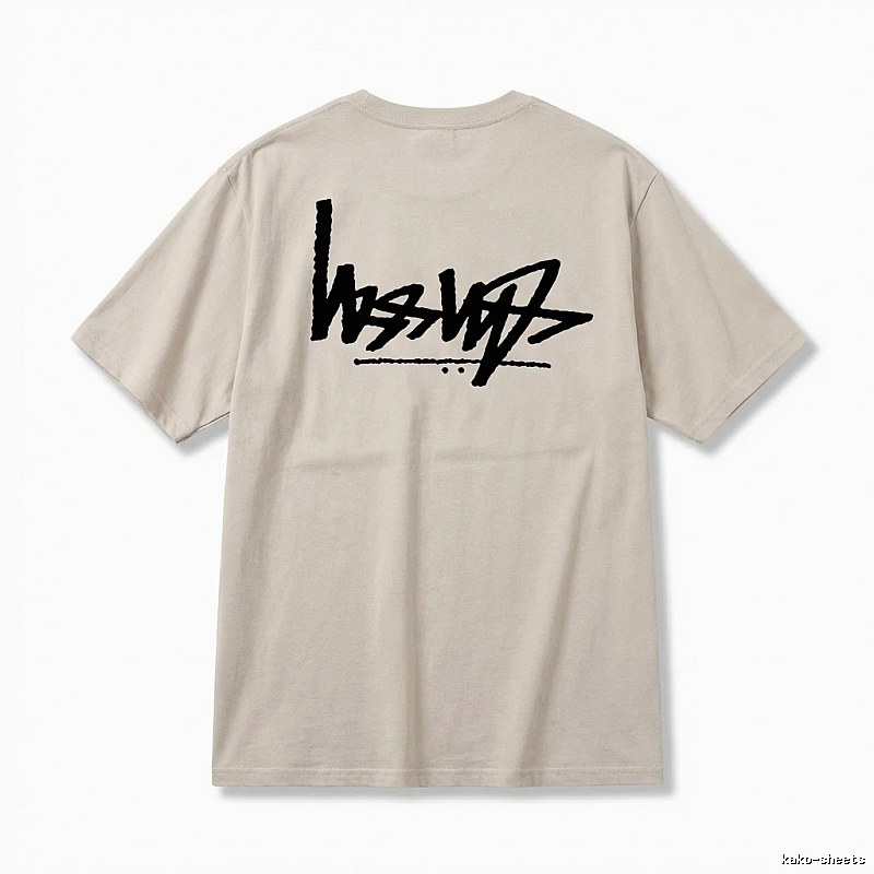 Stussy graffiti-style light gray T-shirt