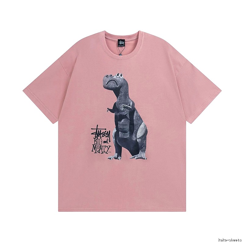 Stussy Pink Spider Graphic T-Shirt Easy Pairing Logo