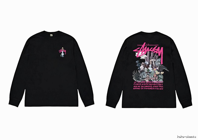 Stussy-printed trendy black T-shirt