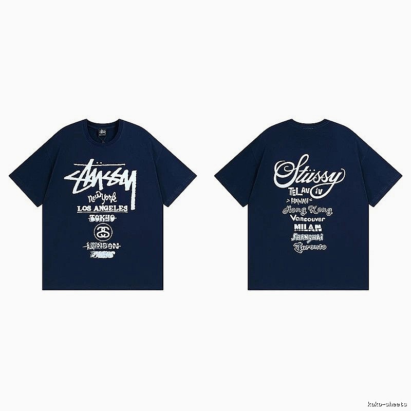 Stussy Simple Logo Finish Spider Graphic T-Shirt Minimal Look