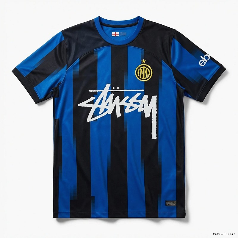 Stussy striped sporty blue and black T-shirt