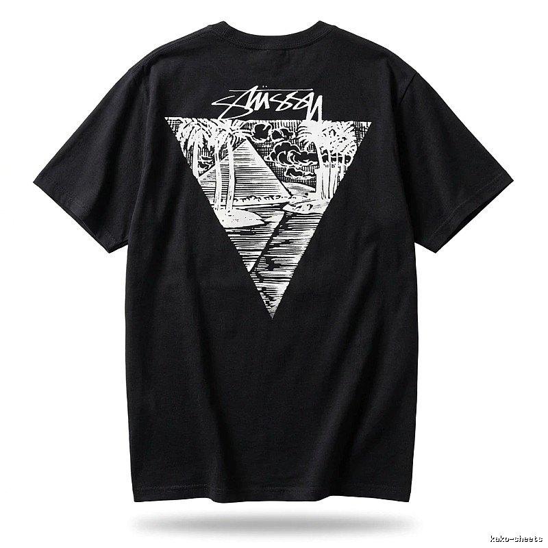 Stussy triangle print style black T-shirt