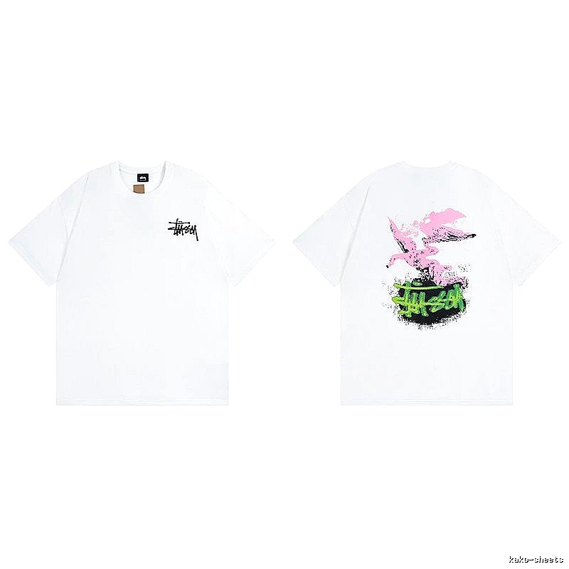 Stussy White Spider Graphic T-Shirt Commuter Look Logo