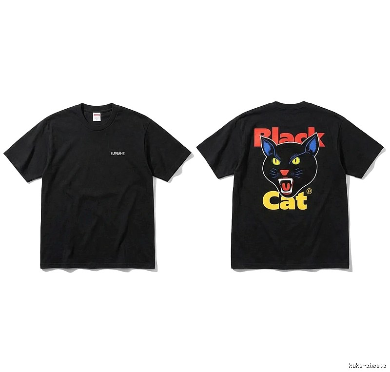 Supreme Black Cat Trendy and Cool Style Short-sleeve Shirt