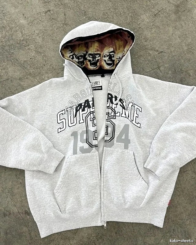 Supreme Light Gray Zip Hoodie Daily Styling
