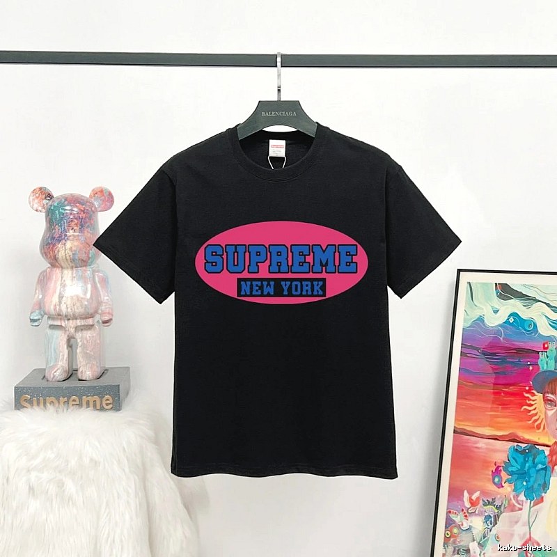 Supreme New York Print Street Style Black T-Shirt