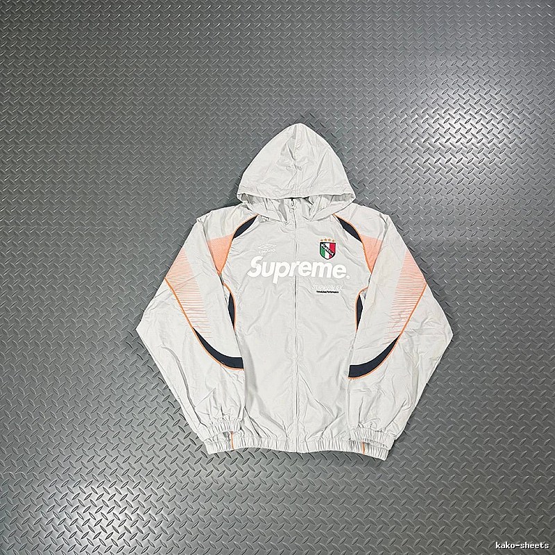 Supreme White Peach Hooded Track Jacket