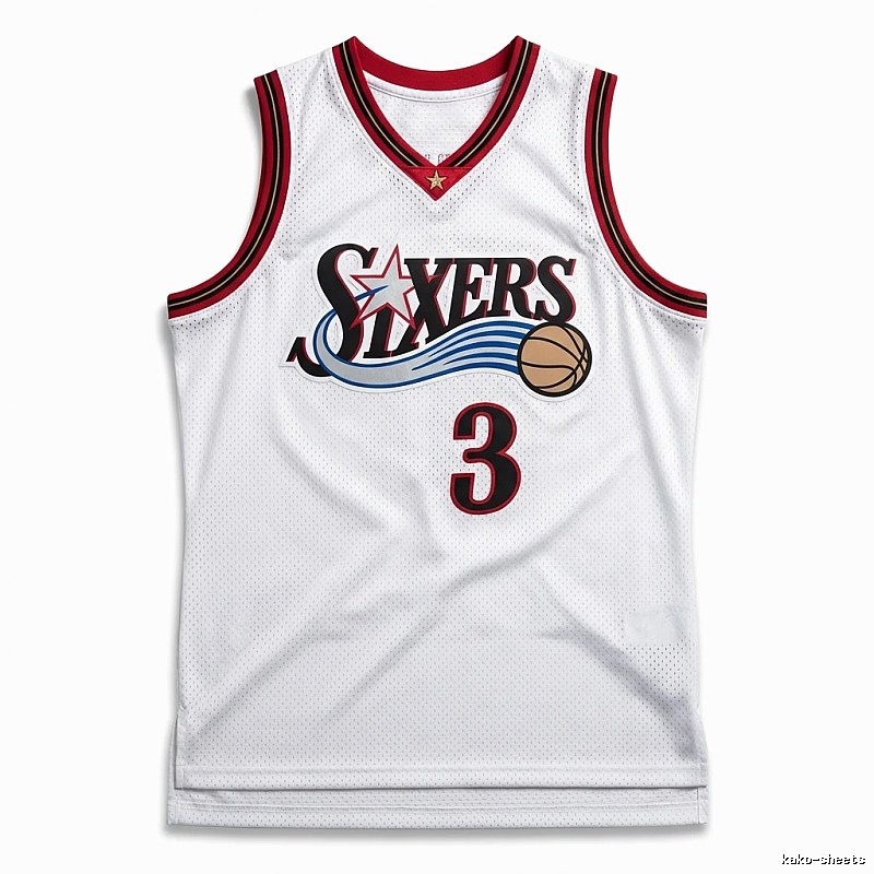 The white basketball uniform of Allen Iverson of the Philadelphia 76ers.