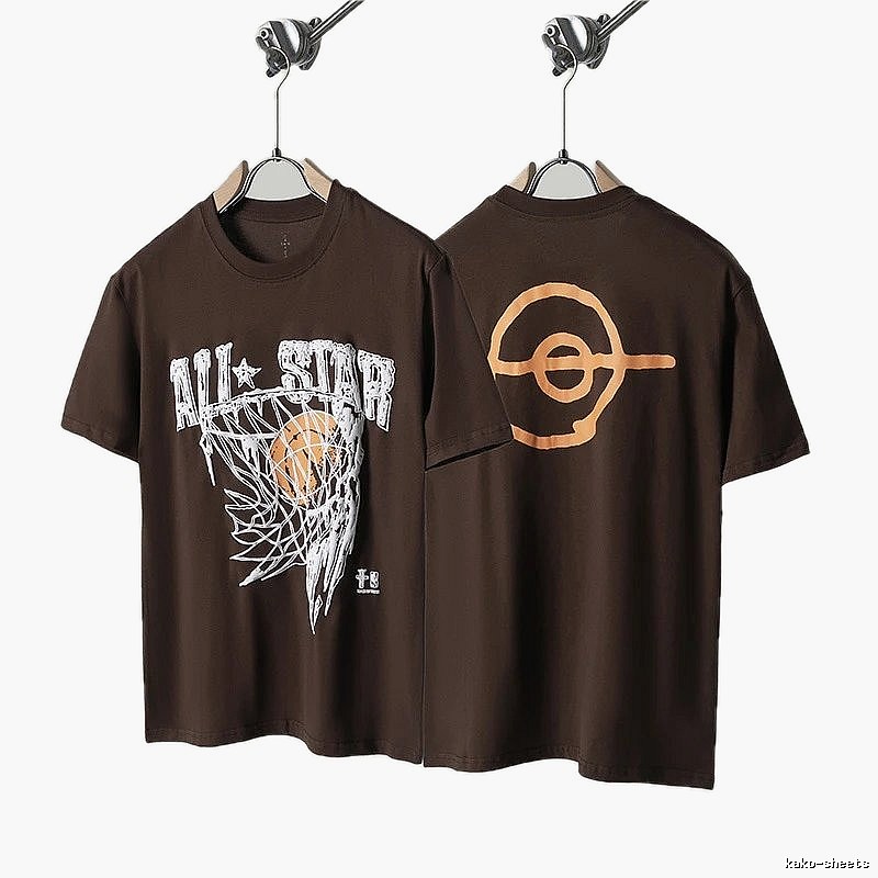 Travis Scott All-Star Street-style Basketball Brown T-Shirt