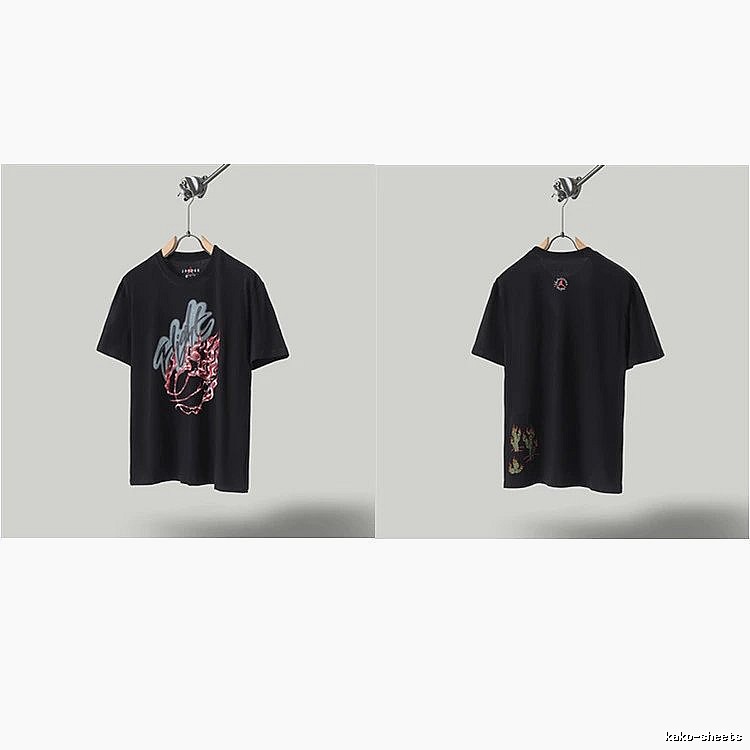 Travis Scott x Air Jordan Graffiti-style Black Short-sleeve T-shirt