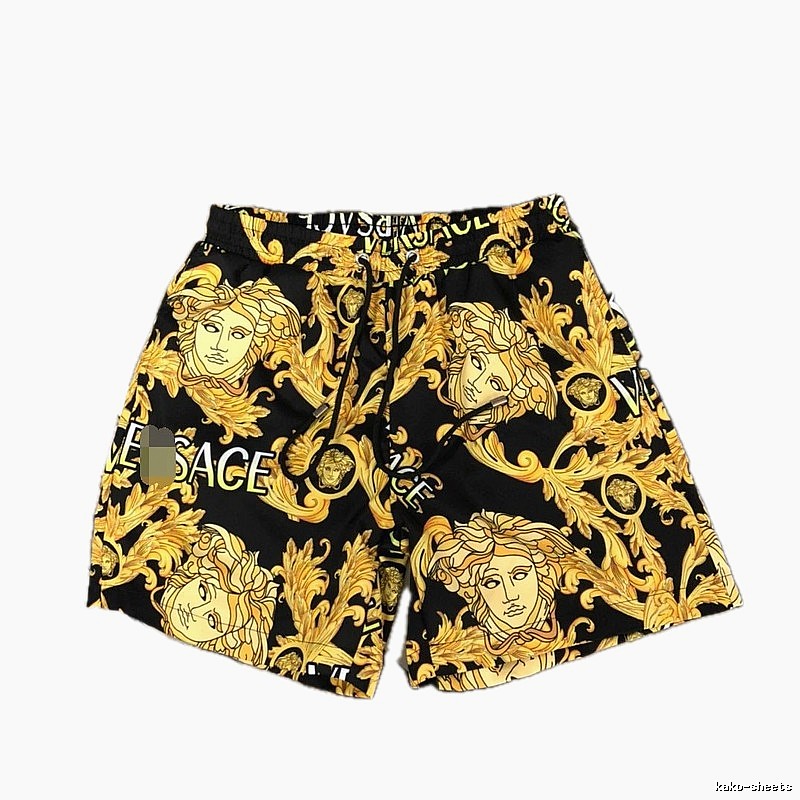 Versace Medusa Baroque Style Black and Gold Shorts