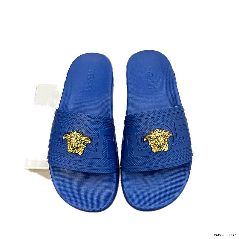 Versace Medusa Luxury Style Royal Blue Slide Sandals
