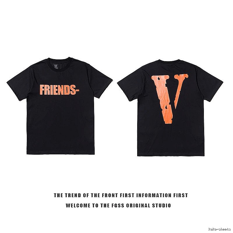 Vlone Urban Logo T-shirt Black Purple Vlone with Statement Pattern