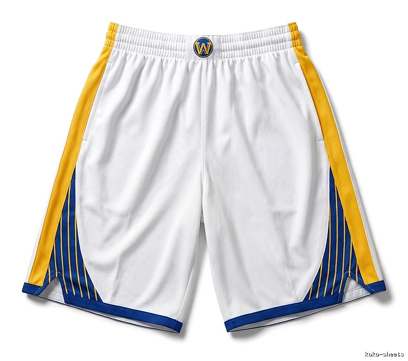 Warriors' Curry's white, yellow and blue shorts