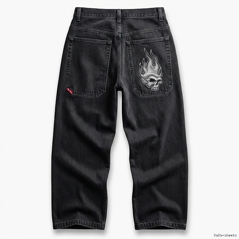 Y2K Fear of God Flame Black Denim Shorts